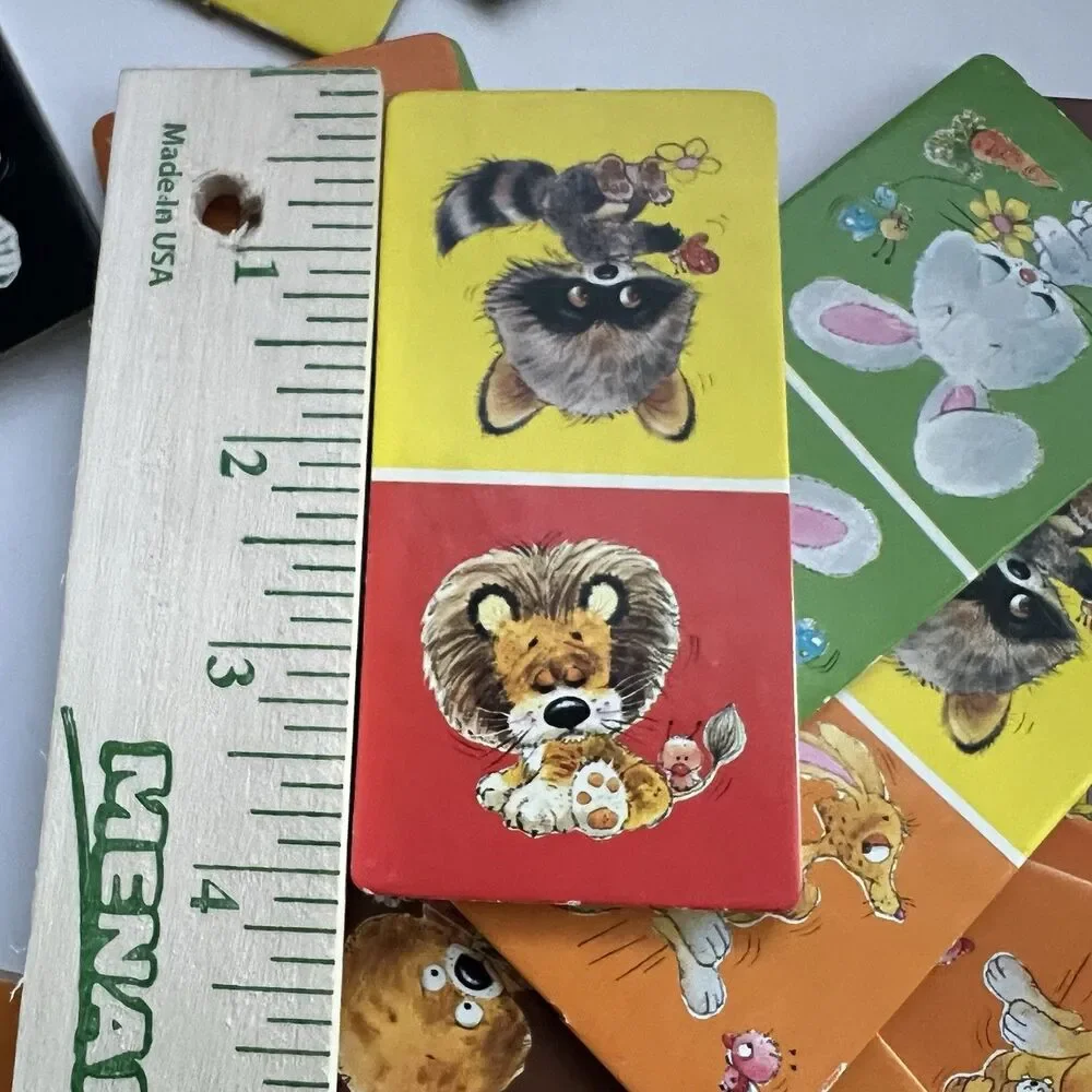 Vintage 1970s Whitman Animal Dominoes Matching Game 30 Cardboard Tiles